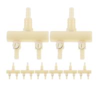 STOBAZA 8pcs Aquarium Air Pump Splitter Valve, 2 Way Plastic Oxygen Divider | 8mm Intake, 4mm Exhaust, Built in Lever Control, Beige Finish for Aquarium Airline Tubing