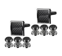 STOBAZA 8pcs Black Copper Cufflinks and Studs Set for Men Resistant to Fading Elegant Tuxedo Accessories for Wedding and Party with Travel Presentation Box