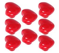 STOBAZA 8pcs Heart Shaped Ceramic Drawer Knobs for Cabinet and Wardrobe with Screws, Easy to Clean Smooth Surface Red Handles for Rooms and Kitchens, Cute and Charming Design