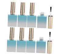STOBAZA 8pcs Refillable Glass Nail Varnish Bottles with Integrated Brush Applicator Gradient Blue Nail Polish Containers for Art and Travel Use