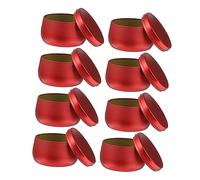 STOBAZA 8pcs Round Airtight Tinplate Candy Canister for Tea Storage Craft Supplies Candle and Jewelry Box Portable Red Decorative Containers for Kitchen and Home Display