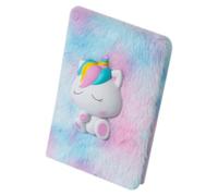 STOBAZA 8x6 Inch Colorful Tie-Dye Effect Plush Notebook, Fluffy 3D Journal Diary Soft Cover, Kawaii Secret Diary for Parties and Christmas