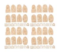 STOBAZA 96Pcs DIY Unfinished Miniature Fairy Door and Window Set - Blank Wooden Craft Doors for Painting and Decorating - Mini Garden Fairy Accessories for Dollhouse and Outdoor Gardens