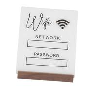STOBAZA Acrylic Wifi Password Board with Wooden Base Desktop Wifi Network Sign for Hotels Restaurants Business Guests Minimalist Design Wireless Password Display with Pen Holder