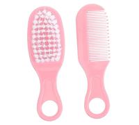 STOBAZA Baby Hairbrush and Comb Set Newborn Infant Anti-Static Massage Comb Circular Tooth Scalp Massager Brush for Cradle Cap Boys and Girls Bath Set Pink