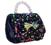 STOBAZA Black Sequin Chain Bag with Bowknot Pearl Clutch for Women | Superfine Fiber Polyester Build, Big Capacity, Wallet and Id Card Storage