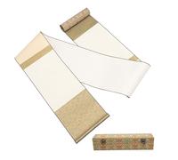 STOBAZA Blank Chinese Calligraphy Paper Hanging Scroll 30cm x 3m with Brocade Box, Semi-Raw Xuan Paper for Painting, Writing, and Calligraphy Practice Art Wall Scroll Painting Supply
