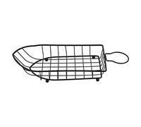STOBAZA Boat-shaped Iron Food Container Basket for Kitchen and Restaurant Black Bread and Fruit Holder for Serving Fries Snacks and Fried Chicken at Home Party Barbecue