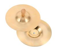 STOBAZA Brass Finger Cymbals with Handle Mini Handheld Belly Dance Percussion Instrument for S Music Practice Party Dancing Props Copper Rubbing Sparkling Sound