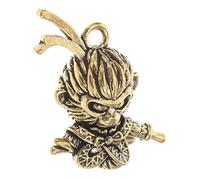 STOBAZA Brass Monkey King Keychain Charm Sculpture Pendant for Jewelry Making Feng Shui Amulet for Wealth and Luck Traditional Chinese Zodiac Animal Figurine