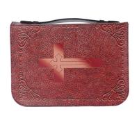 STOBAZA Brown Pu Leather Bible Carrying Case with Convenient Carry Handle, Vintage Handheld Book Organizer for Library Visits and Church, Elegant Bible Tote Bag for Women and Men