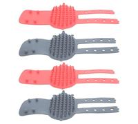 STOBAZA Cat Corner Scratcher Cat Shaped Brush Self Groomer 4pcs with Strap and Buckle System, Abs Material Antislip Base Kitten Grooming Tool for Indoor Living Room Use for Couch Corners