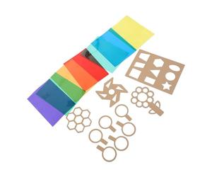 STOBAZA Cellophane Sheets Plastic and Paper Material with Craft Stencils, Encourages Fine Motor Skill Development and Overlapping Effects for DIY Craft Projects and Classroom Use