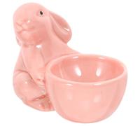 STOBAZA Ceramic Egg Cups Rabbit Shaped Holder Pink Porcelain Bunny Egg Display Cup Decorative Boys and Girls Lunch Container for Easter Tableware
