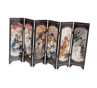 STOBAZA Chinese 4-panel Resin Screen Decorative Desktop Divider Traditional Ornamental Panel for Home and Business Display