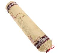 STOBAZA Chinese Style Small round Buckwheat Neck Pillow with Embroidered Throw Pillowcase, Oriental Decorative Cushion for Lumbar Support on Wooden Furniture, Random Floral Random Color