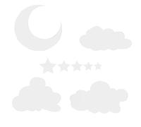 STOBAZA Clouds and Moon Mirror Wall Decal Set Silver Acrylic Cloud Mirror Stickers Star Shapes Bedroom and Living Room Decor