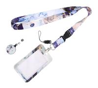STOBAZA Creative Glitter Marble Id Card Holder Sleeve with PVC Cover Easy-Pull Retractable Badge Hanger for Work and School Protective Bus Card Case in Ink White