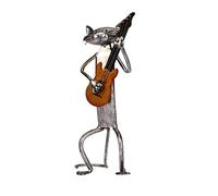 STOBAZA Creative Iron Guitar Cat Sculpture with Crystal Cat Ornament for Home Decoration and Christmas Statue for Desktop Ornament and Office Décor