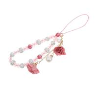 STOBAZA Crystal Beaded Phone Lanyard Non-slip Wrist Strap with Flower Pendant Short String Charm for Mobile Phones Crystal Wrist Strap Gift for Women