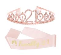 STOBAZA Crystal Crown Headband Birthday Sash for Party Sparkling Headdress Rhinestones for Birthday Girl Elegant Festival Headband for Adult Women