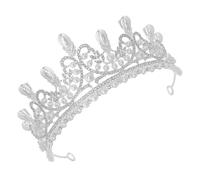 STOBAZA Delicate Pearl Waterdrop Tiara Crown for Bride Wedding Bridal Headpiece, Sparkling Princess Crown Hair Accessory for Women and, Wedding and Birthday Celebration