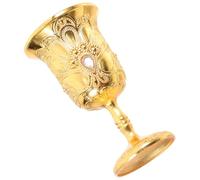 STOBAZA Delicate Retro Goblet Wine Cup with Elevated Stem Golden Finish Decorative Chalice for Sophisticated Home Bar and Vintage Style Wine Serving