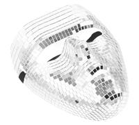 STOBAZA Disco Glitter Face Mask for Parties, PVC Glass Silver Mosaic Full Face Costume Mirrored Mask for Halloween, Carnivals and Masquerade Dance Events, Party Photo Props