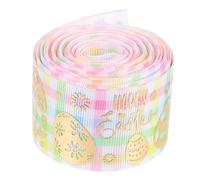 STOBAZA DIY Crafts Easter Ribbon Easter Decorative Ribbon 1 Roll Bright Color Polyester Beautiful Design Decorative Practical Make Hair Bows Celebrated Decorations 176.85x1.49x0.04 Inch