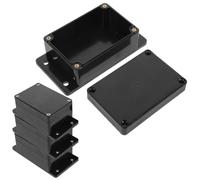 STOBAZA Electrical Box for Low Voltage Systems and Factory Environments 4pcs Waterproof Plastic Junction Box with Cover, Black, with Mounting Ears, Multi Cable Entry Outdoor