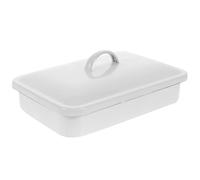 STOBAZA Enamel Bake Pan 9.84X6.69X3.35In White Multifunctional Roasting Baking Dish for Family Dinners, Heat-Resistant and Easy to Clean