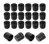 STOBAZA Essential Oil Bottle Caps 100pcs with 18 Tooth Screw Tamper Evident Design Plastic Black Leak Proof Large Capacity Stoppers for Perfume Bottles and Aromatherapy Diffusers