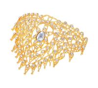 STOBAZA Ethnic Golden Tiara Hair Comb Lightweight Alloy Bridal Hair Accessories for Wedding Festivals Travel Photoshoots with Radiant Shine and Comfortable Fit