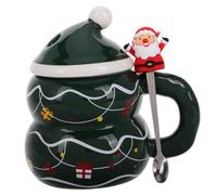 STOBAZA Festive Snowman Ceramic Mug with Spoon and Lid Xmas Coffee Cup for Holiday Drinks Porcelain Tea Cup for Winter Celebrations Charming Novelty Water Mug Gift