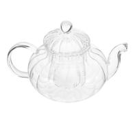STOBAZA Glass Teapot with Infuser 600ml, Clear Pumpkin Teapot for Blooming and Loose Tea, Heat Resistant Flower Tea Kettle