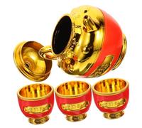 STOBAZA Gold Plated Teapot and Offering Cups Set Reusable Tibetan Buddhist Worship Tea Cup Set with Elegant Finish for Sacred Rituals and Daily Use in Meditation Home Decor