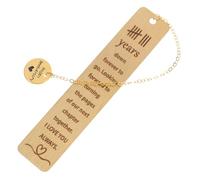 STOBAZA Gold Stainless Steel Anniversary Bookmark with Engraving, 8th Year Commemorative Metal Bookmark for Couples, Romantic Gift for Wife Husband Reading Fans
