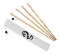 STOBAZA Golden Metal Chopsticks for Gifting and Celebrating The Lunar New Year with Dragon Pattern , Lightweight and Comfortable Feel , Easy to Clean , Includes Cloth Bag