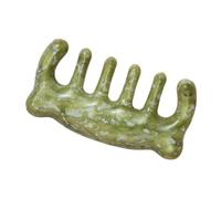 STOBAZA Green Jade Scalp Massage Comb Handheld Hair Brush with Bear-shaped Handle for Gentle Detangling Circulation Boost and Scalp Health Support Natural Jade Guasha Tool for Relaxation