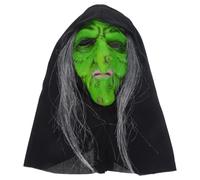 STOBAZA Green Latex Witch Mask for Halloween Party, Lightweight and Comfortable, Realistic Scary Shape Cosplay Accessory for Festival Performance