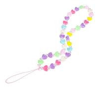 STOBAZA Heart-Shaped Beaded Phone Chain Acrylic Mobile Lanyard Anti-Lost Phone Hanging Accessory Suitable for Women and Men Random Color Random Color