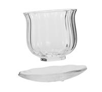 STOBAZA High Temperature Resistant Pumpkin Shaped Tea Cup with Transparent Glass and Tray for Fall Halloween Seasonal Party Table Decorations Suitable for Kung Fu Tea Ceremony and Home
