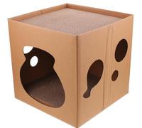 STOBAZA Indoor Cat House Corrugate Paper Scratcher Box Comfortable Corrugated Paper Cat Cardboard House for Christmas and Halloween