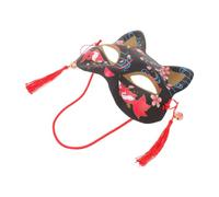 STOBAZA Japanese Featuring Elegant Black and Golden Design for Women Half Face Plastic Comfortable and Versatile Party Accessory for Kimono Party or Themed Celebration