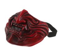 STOBAZA Japanese Samurai Half Face Mask with Deeply Textured Embossing, Flexible Fit Latex Demon Mask Half Face for Authentic Photography and Indoor Parties