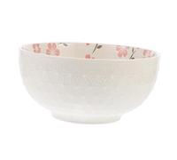 STOBAZA Japanese Style Embossed Rice and Noodle Bowl with Non Slip Base Multi Functional Soup and Salad Dish for Hot and Cold Meals and Wear Resistant White Design