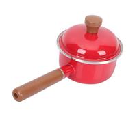 STOBAZA Korean Style Thickened Enamel Food Cooking Pot with Lid Red Milk Pan Single Handle Stockpot for Stove Suitable for Boiling Milk Soup and Food Supplement Preparation