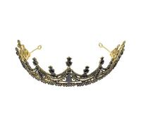 STOBAZA Large Black Rhinestone Bridal Tiara Headband, Vintage Wedding Tiara for, Retro Style Princess Crown Hair Accessory for Wedding Party and Bride