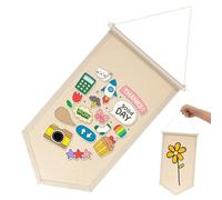 STOBAZA Large Capacity Beige Canvas Wall Hanging Brooch Organizer Wooden Frame for Safe Storage and Display of Pin Jewelry, Wall Mounted Medal Display Banner for Home or Room