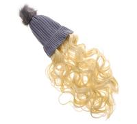 STOBAZA Long Curly Wig Beanie Hat with Hair Attached Realistic Soft Waves Winter Headwear for Women Breathable Knit Cap for Outdoor Hiking Skiing and Daily Use